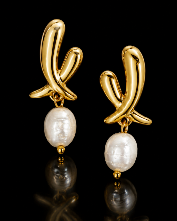 Обеци | Golden Pearl Branch